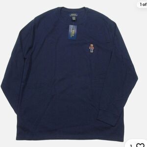 Polo Ralph Lauren Denim Bear Waffle-Knit Thermal Sleep Shirt RED M NWT